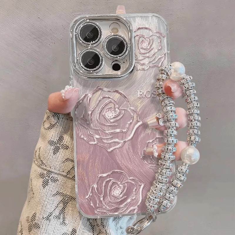 适用苹果16promax手机壳iPhone15新款ip14渐变粉13蝴蝶12pro手链镜头膜11创意Xsmax保护套8plus二代SE2高级感