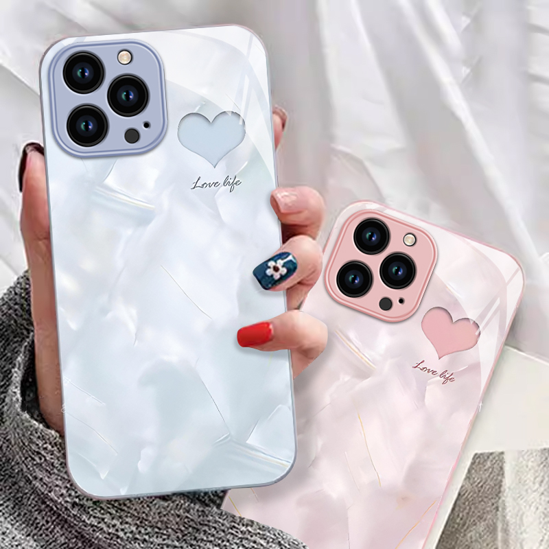 苹果全系玻璃简约清新手机壳防摔