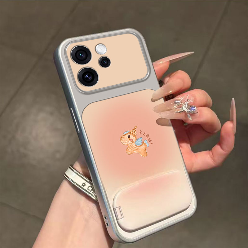 发财小马适用OPPOReno15手机壳新款女15C全包防摔15Pro镜面支架14可爱卡通风13高级感小众OPPO保护套薄软壳