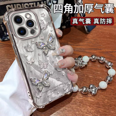 适用苹果透明蝴蝶电镀防摔手机壳