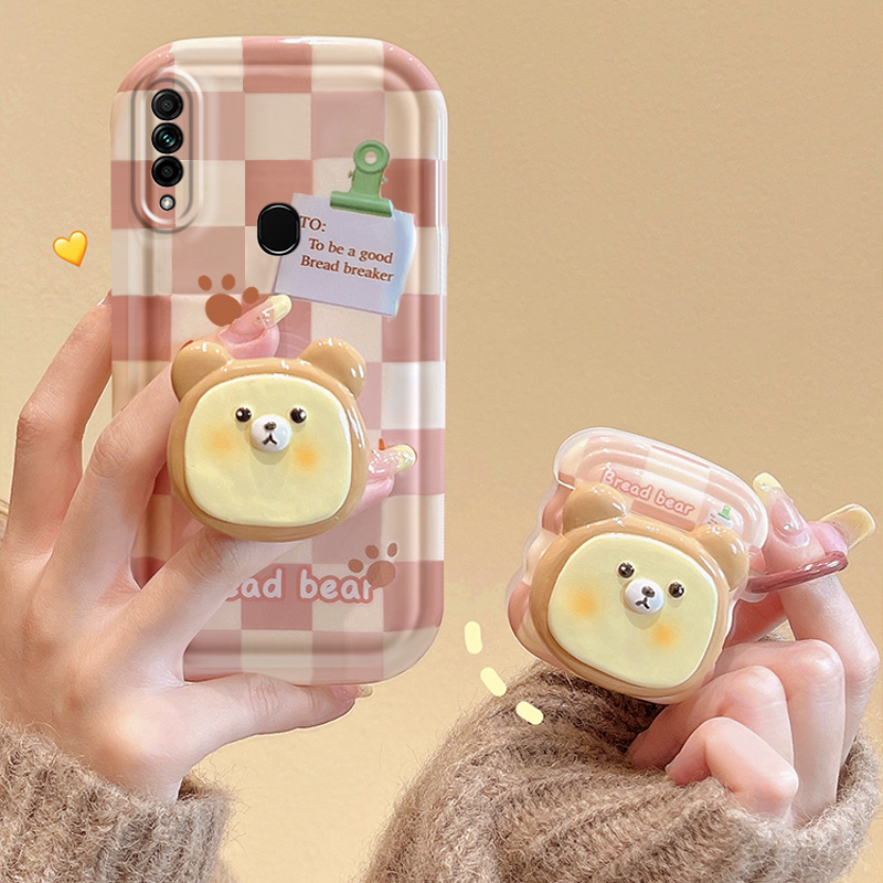 OPPOA8硅胶格子小熊手机壳防摔