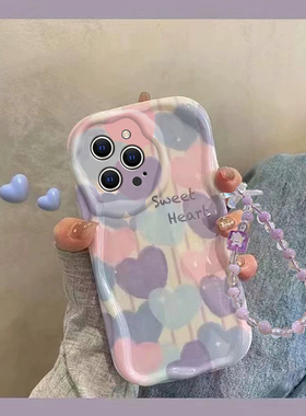 适用于苹果15Pro手机壳13mini韩系iPhone12小清新11紫色爱心XSMax奶油纹6sPlus硅胶14保护套7全包8防摔SE3壳