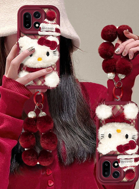 毛绒猫咪适用一加15手机壳13新款12高级OPPO小熊11简约全包ACE3Pro防摔液态可爱好看硅胶3V挂绳2秋冬保护套女