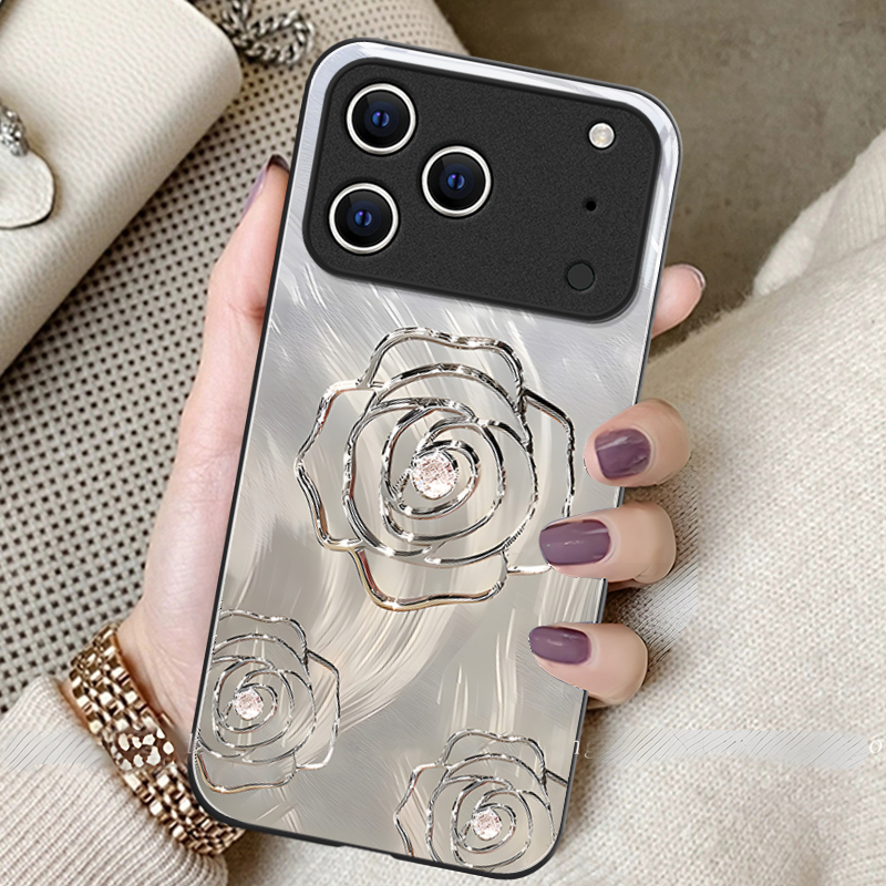 渐变花朵适用苹果17手机壳iPhone16Promax新款IP15金属漆14玻璃5硅胶13简约12硬11好看挂绳8plus防摔6保护套7