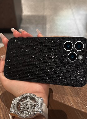 闪亮皮纹适用苹果17手机壳iPhone16Promax新款15黑色IP14手链小清新5硅胶13简约12女11简约8plus防摔6保护套