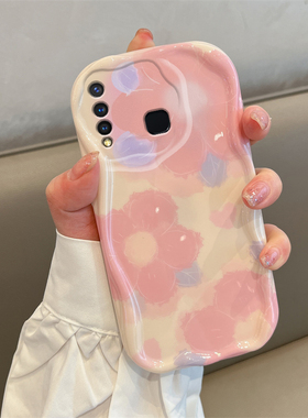 适用于vivoY5s网红ins风手机壳时尚小清新粉色爱心花朵vivoV1934A镜头全包保护套硅胶防摔壳