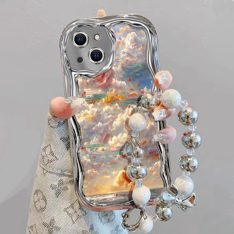 适用苹果15手机壳新款iPhone14promax电镀ip13奶油纹12mini绚烂太空11pro防摔8plus保护套7p二代SE女6s高级感