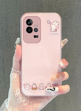 适用于vivoiQOO11s新款手机壳iQOO10Pro时尚卡通iQOO9简约卖萌兔子8Pro金属漆玻璃保护套iQOO7传奇版全包防摔