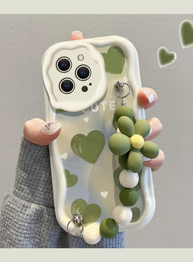 适用于苹果15Pro手机壳13mini时尚iPhone12小清新11绿色爱心XSMax奶油纹8Plus硅胶14保护套7全包6s防摔SE3壳