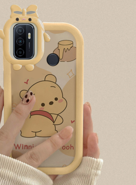 适用于OPPOA32手机壳小怪兽蝴蝶结创意镜头透明硅胶高级感软壳OPPOPDVM00全包防摔保护套时尚卡通维尼熊