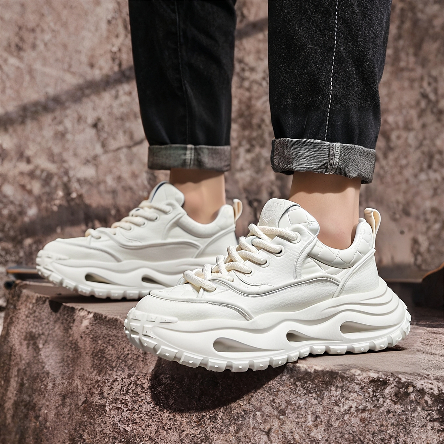 厚底板鞋男款2025新款潮流运动鞋