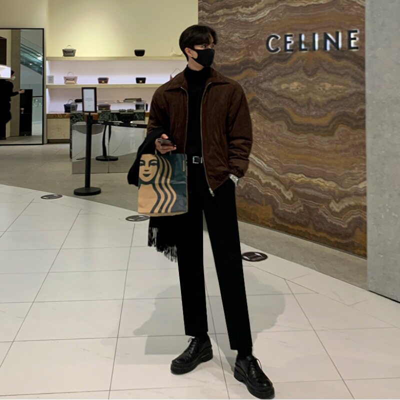 【专柜特价】MYQ麂皮绒夹克棉服男冬季韩版宽松加绒加厚棉衣高级