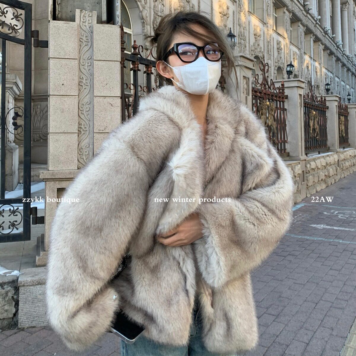 【特价冲量】特价新款托卡仿狐狸毛皮草外套女中长款气质大翻领宽