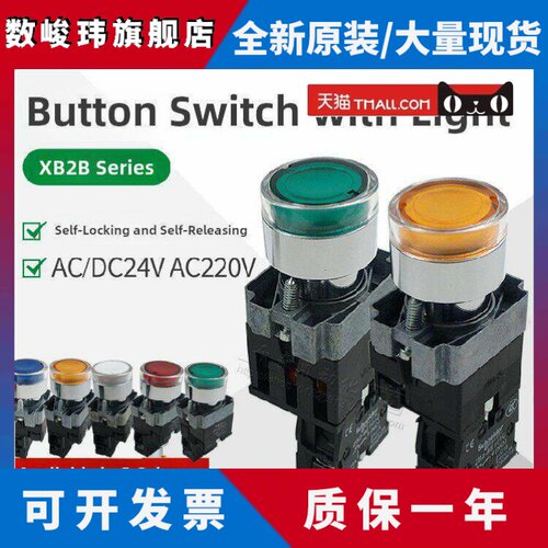 XB2/ZB2BWB/BWM31/41/51C/61C 24V 正品施耐德带灯按钮开关自覆位