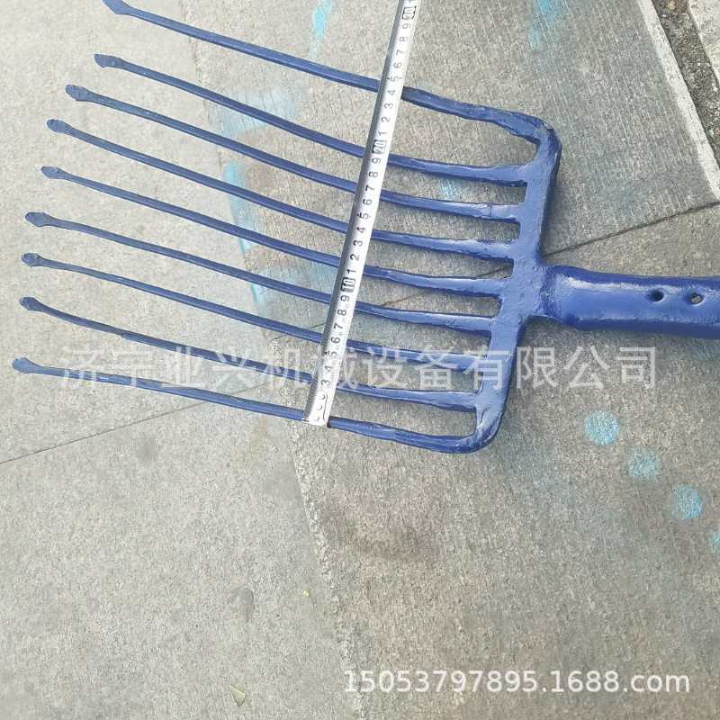 铁路石渣钢叉1.35kg 锻打九齿耙 铁路用九齿钢叉铁叉子