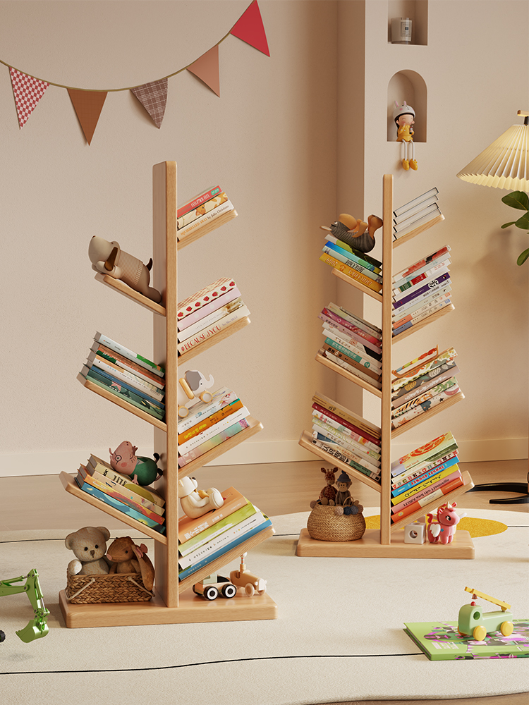 木屋记实木树形儿童书架落地置物架多层储物小书架创意收纳绘本架