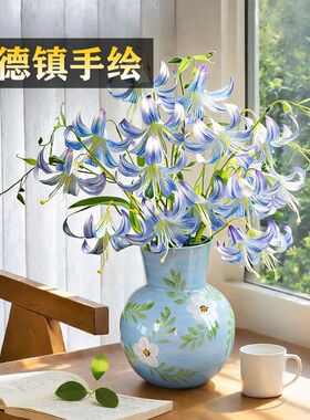 仿真莫奈百合假花高级感装饰玫瑰拍照道具粉紫色摆设插花婚庆用品