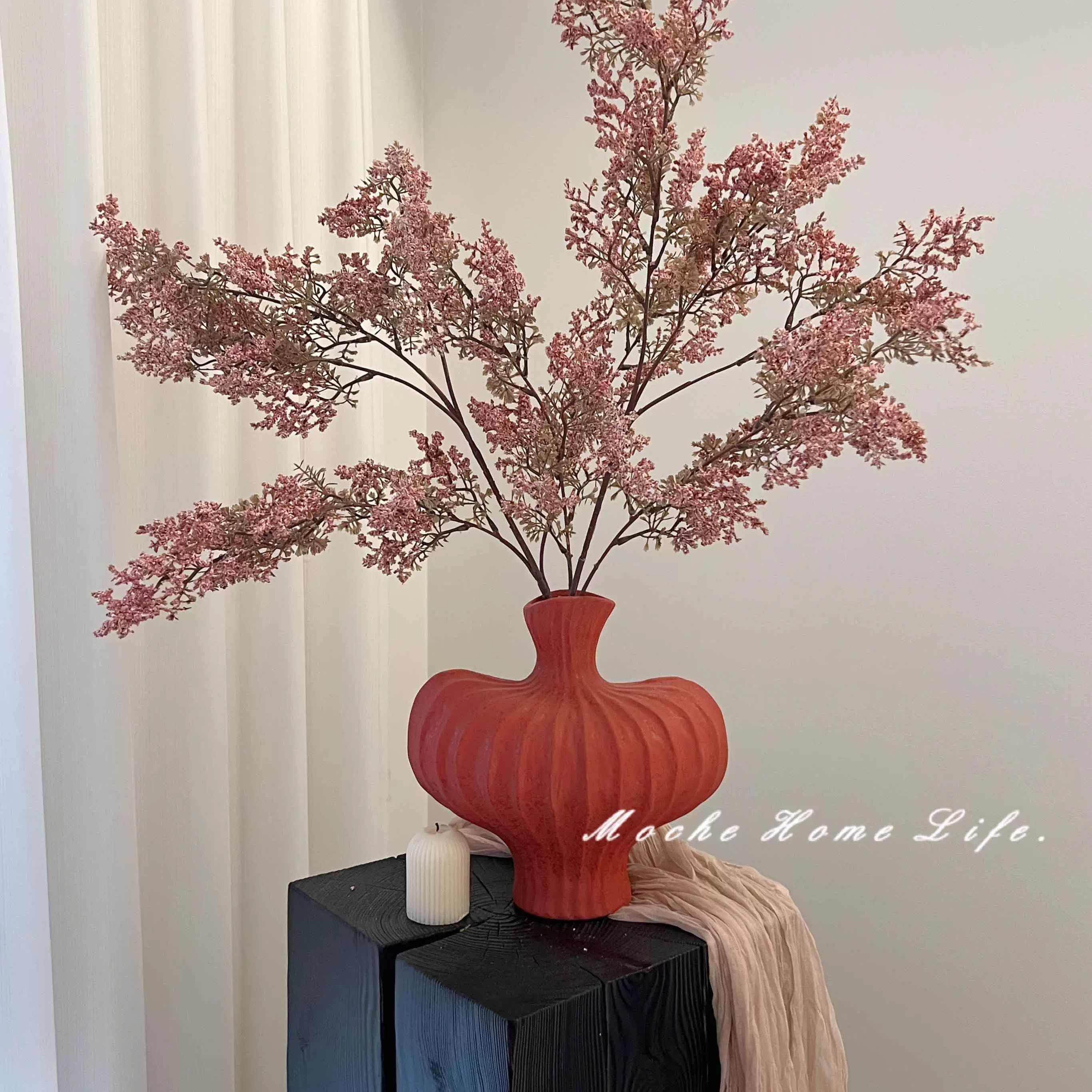 雾凇仿真绿植假花花束摆件侘寂风陶瓷花瓶客厅插花干花花艺装饰花