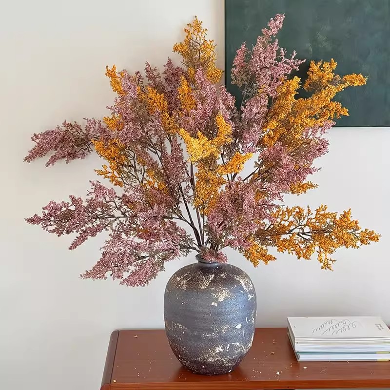 雾凇仿真绿植假花花束摆件侘寂风陶瓷花瓶客厅插花干花花艺装饰花