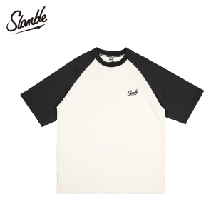 T恤男圆领纯棉运动投篮服吸汗百搭健身潮 拼色短袖 SLAMBLE夏季 新款