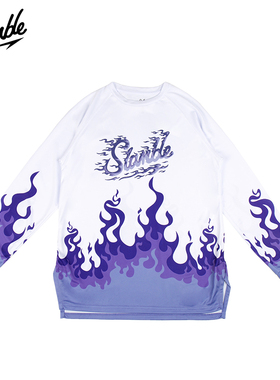 SLAMBLE秋冬新款火焰印花运动长袖男女潮速干透气投篮服上衣