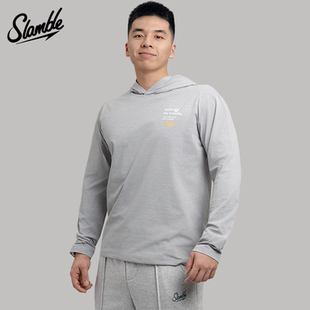 SLAMBLE男生连帽运动套头衫长袖打底T恤吸湿排汗健身训练