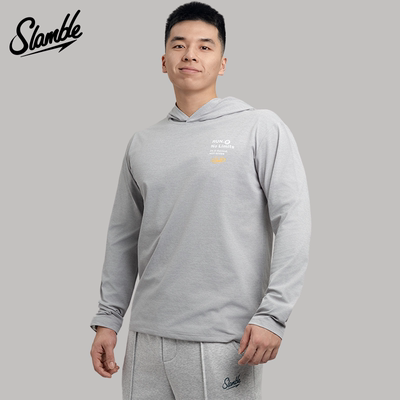 SLAMBLE男生连帽运动套头衫长袖打底T恤吸湿排汗健身训练