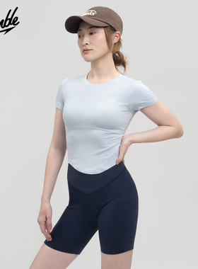 SLAMBLE女士兰精天丝莫代尔正肩修身显瘦运动瑜伽健身麻薯短袖T恤