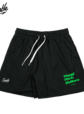 SLAMBLE联名代代木夏季新款网眼纯色运动短裤男休闲篮球四分裤潮
