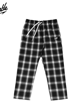 SLAMBLE黑白格子裤直筒男女潮流宽松百搭休闲长裤校服裤子多巴胺