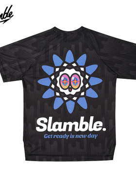 SLAMBLE夏季新款趣味印花运动短袖T恤男速干透气圆领投篮服健身潮