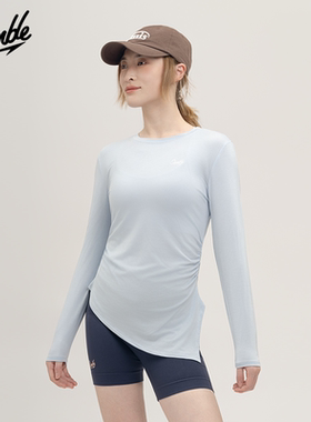 SLAMBLE女子健身莫代尔瑜伽褶皱收腰修身显瘦普拉提运动长袖