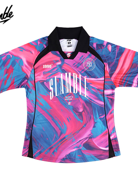 SLAMBLE男子足球训练服复古球衣运动短袖速干透气美式夏季