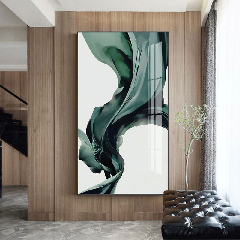 玄关装饰画现代简约抽象艺术走廊尽头挂画竖版轻奢风客厅壁画北欧