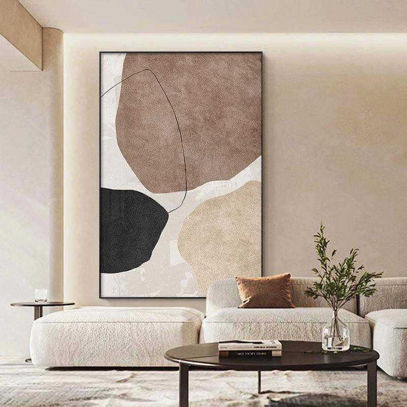 转运石客厅装饰画室内现代简约棕色抽象画玄关侘寂风沙发落地挂画