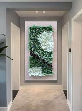装饰画现代简约抽象手工拼贴海玻璃实物画酒店售楼处等立体挂画