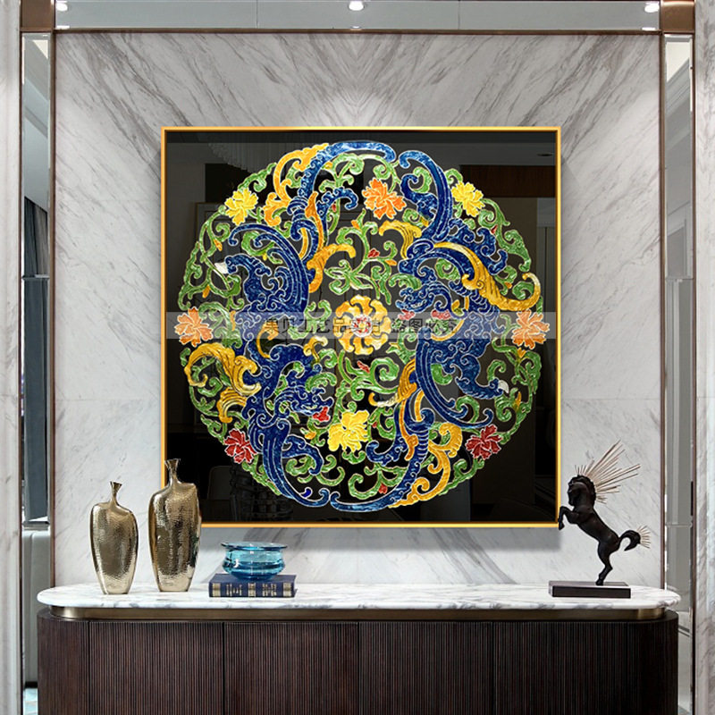 珐琅彩手工掐丝挂画新中式客厅餐厅玄关装饰画过道送礼佳品吉祥画