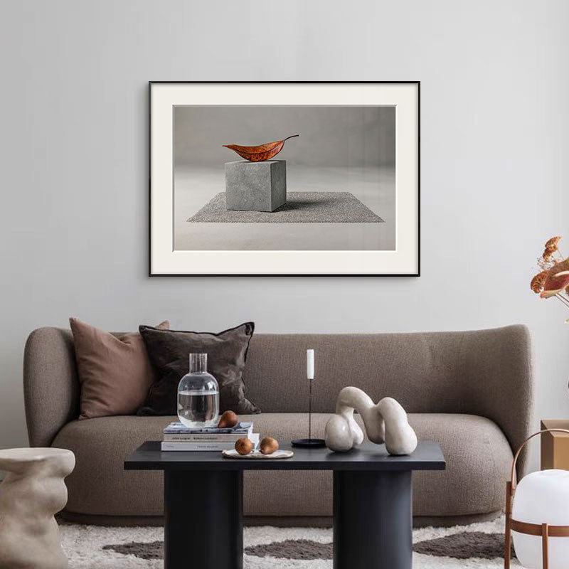 现代静物抽象客厅装饰画简约沙发背景墙卡纸文艺红色叶子抽象挂画