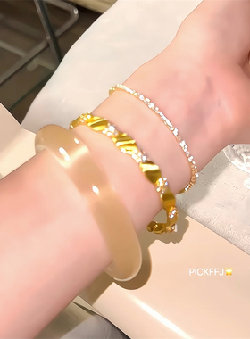 【曙光】香槟金猫眼手镯贵气拉满小众饰品礼物女