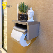 免打孔纸巾架卫生间厕所防水304不锈钢双卷纸器收纳置物架纸巾盒