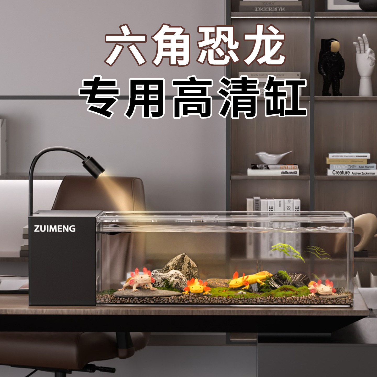 六角恐龙鱼专用缸龟缸鱼缸小型客厅生态造景娃娃鱼黑尾大勾缸龟缸