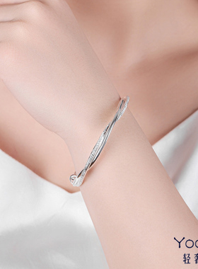 莫比乌斯环银手镯纯银999女