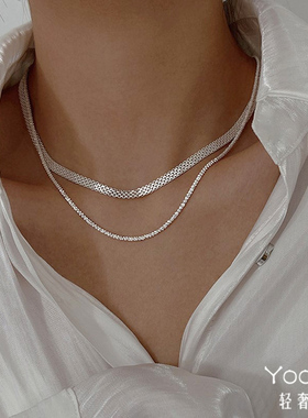 s925满天星女纯银轻奢蛇骨链项链