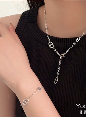 Yooper纯银女猪鼻子整套项链