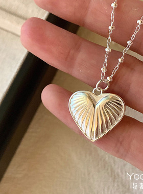 Yooper女纯银辣妹爱心吊坠项链