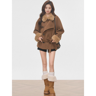 复古深冬超好看毛呢子大衣女2025年新款小个子毛领短款毛呢外套女