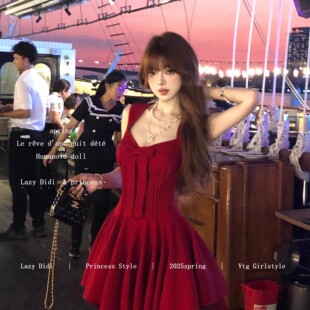 收腰连衣裙 四米裙摆公主裙蝴蝶结千金感无袖 Lazy Didi玫瑰人生