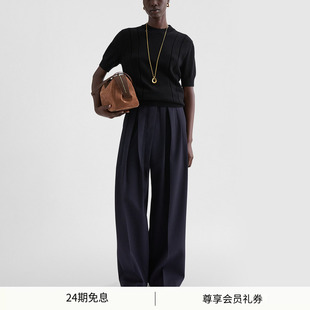 SANDER新品 JIL 女士休闲绵羊毛阔腿长裤 早春新品