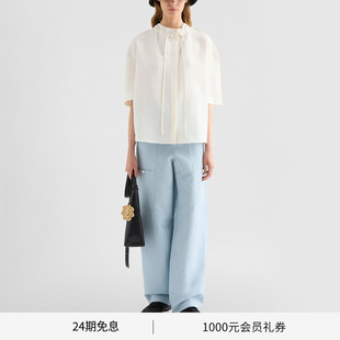 早春新品 女士亚麻混紡短袖 JIL 新品 衬衫 SANDER