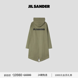 甄选折扣 棉质中长款 JIL 男女同款 LOGO连帽外套 SANDER